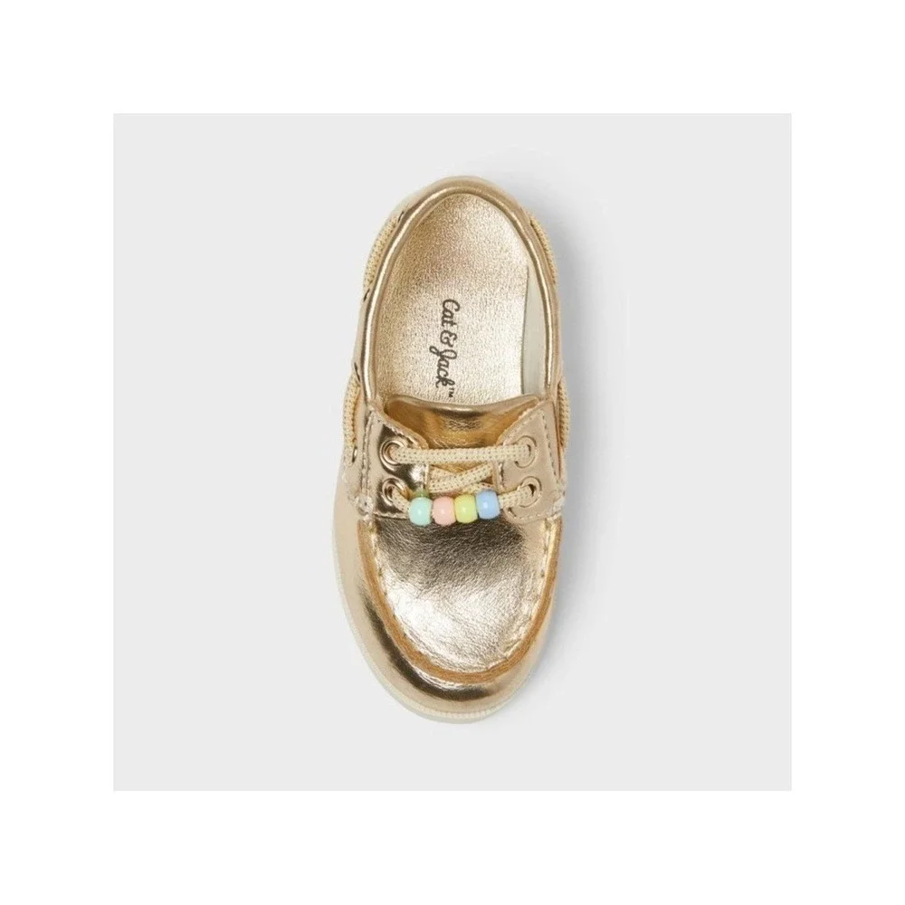 Baby Girl Hampton Boat Shoes by Cat & Jack Gold Size 8 New With Tags